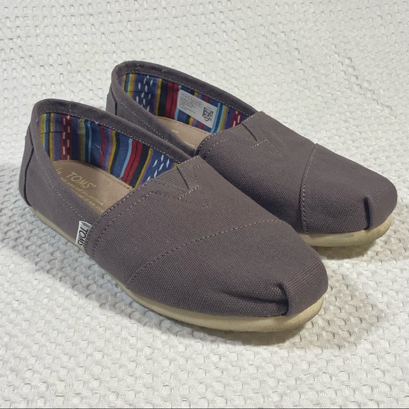 Toms Classic Ash Gray Canvas Aztec Liner Slip On Shoes Women's Size 6; Excellent - Picture 4 of 14